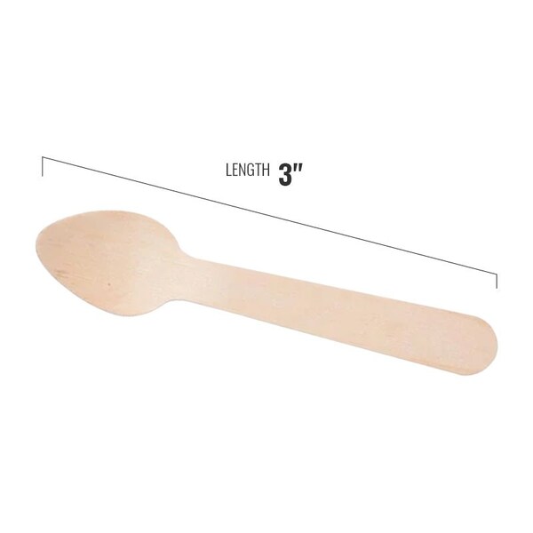 Smarty Had A Party 3" Natural Birch Eco-Friendly Disposable Mini Dessert Spoons (600 Spoons), 600PK - 4664SP-CASE