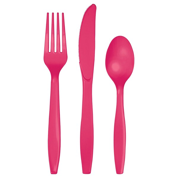 Touch Of Color Magenta Pink Assorted Plastic Cutlery, Hot, 288PK - 010443
