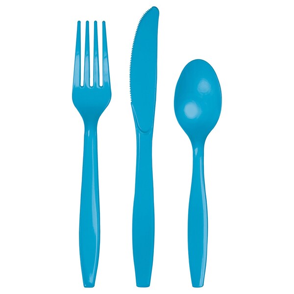 Touch Of Color Blue Assorted Plastic Cutlery, Turquoise, 288PK - 013131