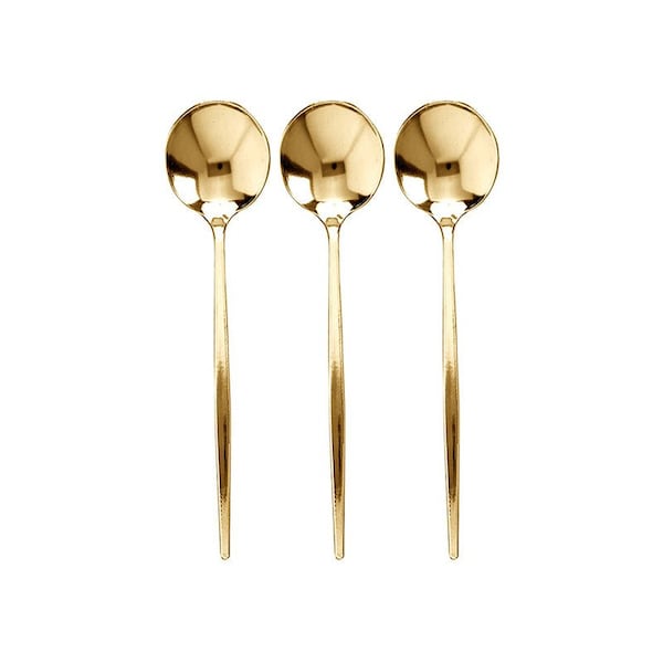 Smarty Had A Party Shiny Gold Moderno Disposable Plastic Dessert Spoons (300 Spoons), 300PK - 9330-GTSP-CASE