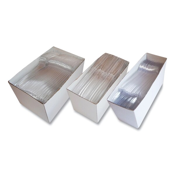 Berkley Square Heavyweight Party Pack, Heavyweight, Fork/Knife/Spoon, Plastic, Clear, 360PK - 1088008