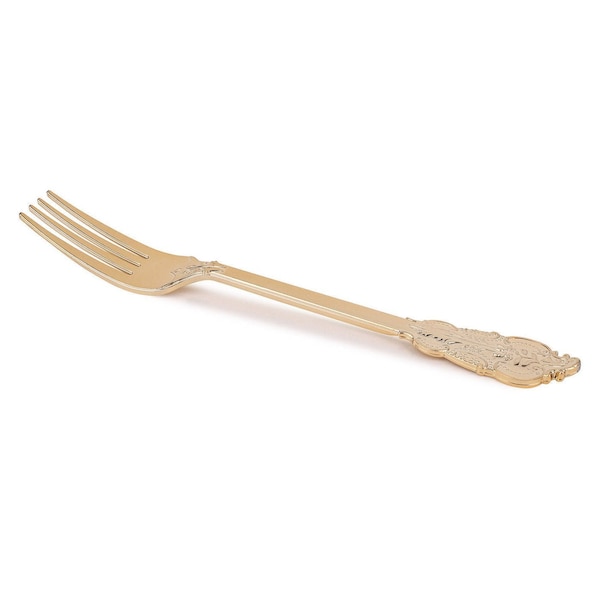 Smarty Had A Party Shiny Baroque Gold Plastic Forks (600 Forks), 600PK - 7955-GBQ-CASE