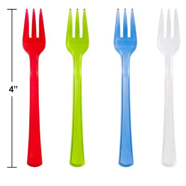 Trendware Assorted Color Mini Appetizer Forks, 4", 144PK - 013440