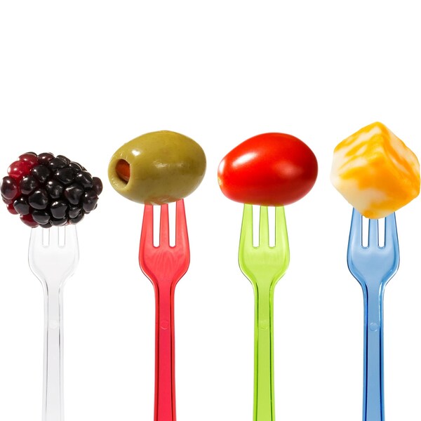 Trendware Assorted Color Mini Appetizer Forks, 4", 144PK - 013440