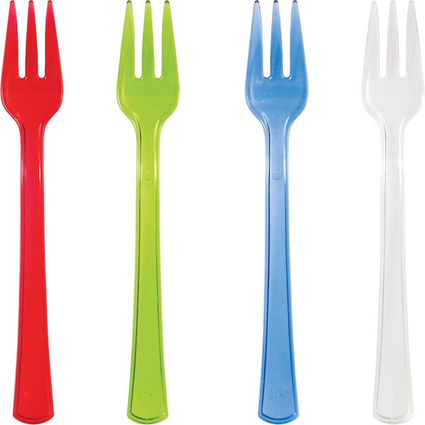 Trendware Assorted Color Mini Appetizer Forks, 4", 144PK - 013440