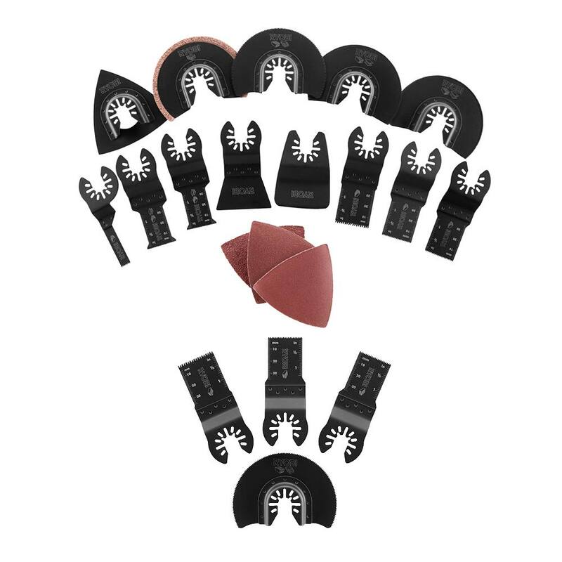 Set de accesorios de 16 piezas para hojas de herramienta multifunción oscilante RYOBI con juego de 4 hojas de herramienta multifunción oscilante de madera - A241601-A24401