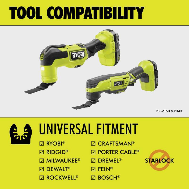 Set de accesorios de 16 piezas para hojas de herramienta multifunción oscilante RYOBI con juego de 4 hojas de herramienta multifunción oscilante de madera - A241601-A24401