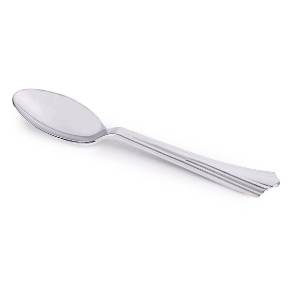 Smarty Had A Party Shiny Metallic Groove Silver Plastic Spoons (600 Spoons), 600PK - 7959SGR-CASE