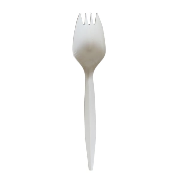 Boardwalk Mediumweight Wrapped Polypropylene Cutlery, Spork, White, 1000PK - BWKSPORKWHPPIW