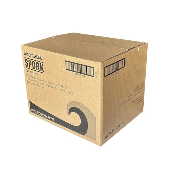 Boardwalk Mediumweight Wrapped Polypropylene Cutlery, Spork, White, 1000PK - BWKSPORKWHPPIW