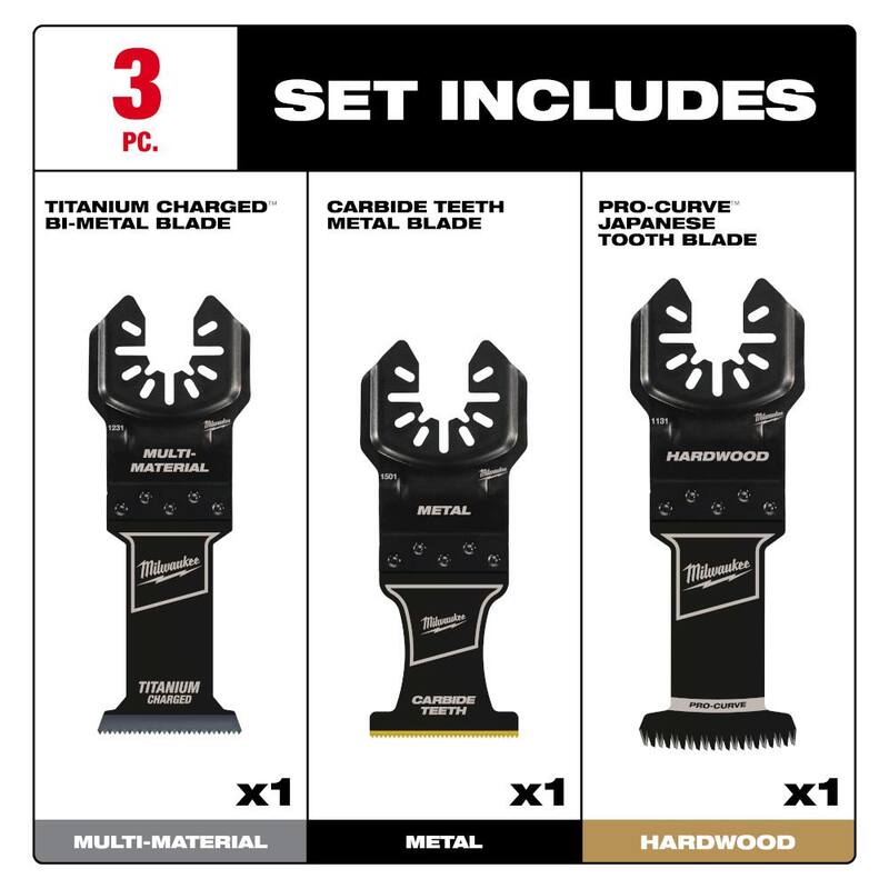 Kit de inicio de cuchillas para multiherramienta oscilante de Milwaukee (12 piezas) - 49-10-9113-49-10-9001