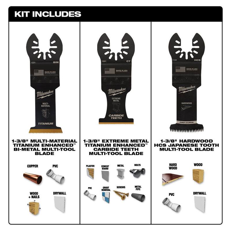 Kit de inicio de cuchillas para multiherramienta oscilante de Milwaukee (12 piezas) - 49-10-9113-49-10-9001