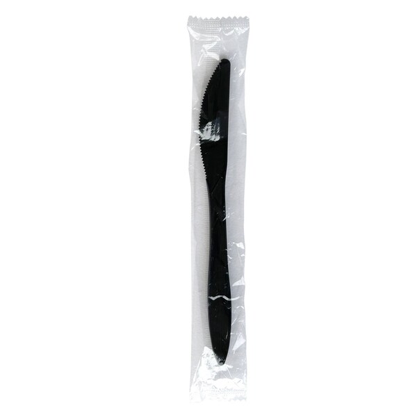 Boardwalk Mediumweight Wrapped Polypropylene Cutlery, Knife, Black, 1000PK - BWKKNIFEBLPPIW