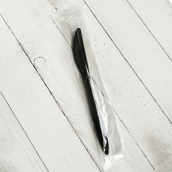 Boardwalk Mediumweight Wrapped Polypropylene Cutlery, Knife, Black, 1000PK - BWKKNIFEBLPPIW