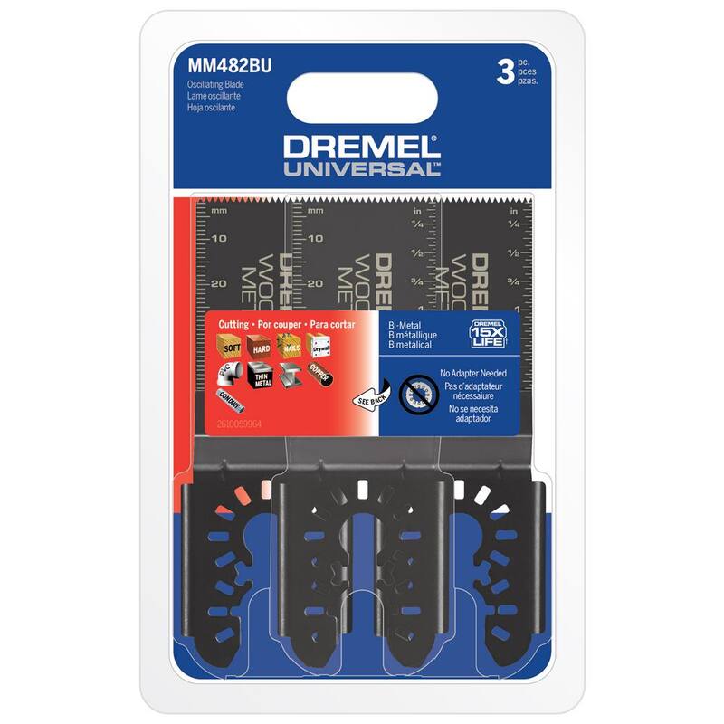 Dremel Universal 1-1/4 pulgadas Hoja de herramienta múltiple oscilante para corte de Bi metal/Madera/Tablaroca (3 piezas) - MM482BU