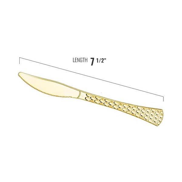 Smarty Had A Party Shiny Gold Glamour Cutlery Disposable Plastic Knives (600 Knives), 600PK - 430G-KN-CASE