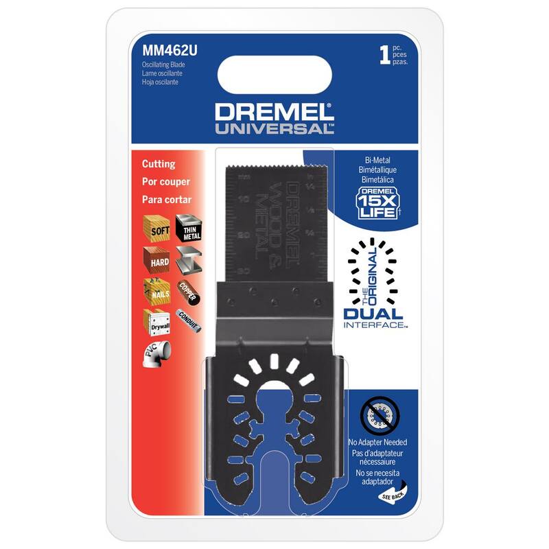 Hojilla universal para herramienta multifunción oscilante de corte en metal/ madera/ yeso de 1-1/8 pulg. de Dremel (1 pieza) - MM462U