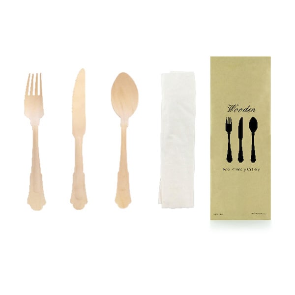Packnwood 8.5 in. Elegant Wooden Cutlery, 4 Piece - 210WRENK44