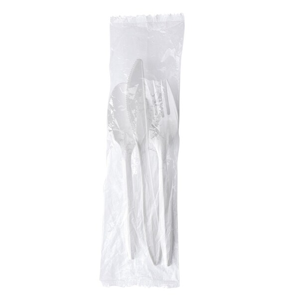 Boardwalk Three-Piece Cutlery Kit, Fork/Knife/Teaspoon, Mediumweight, White, 250PK - BWK3KITWHPS