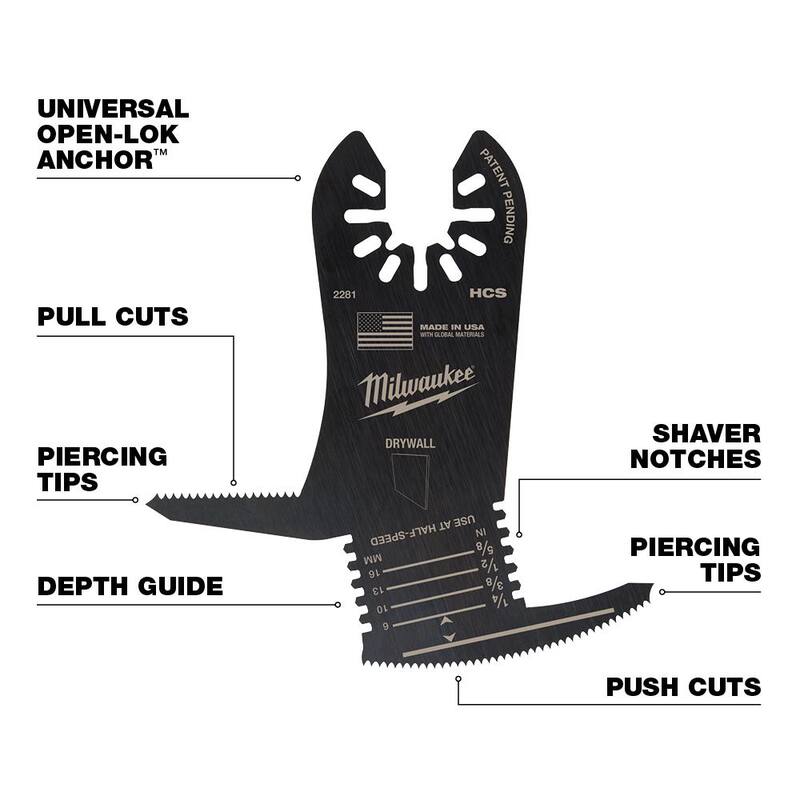 Milwaukee 5-en-1 Bi-Metal Universal Fit Drywall Cutting Multi-Tool Oscillating Blade (2 Piezas) - 49-25-2281-49-25-2281