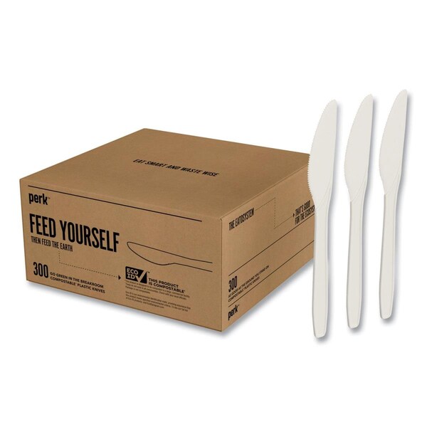 Trascocina Mediumweight Plastic Cutlery Knife, White, 300PK - TR3752593
