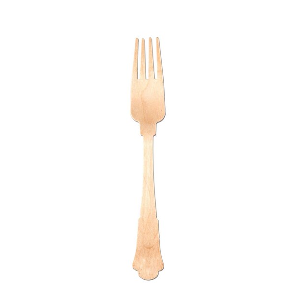 Smarty Had A Party Silhouette Birch Wood Eco Friendly Disposable Dinner Forks (600 Forks), 600PK - 4666FK-CASE