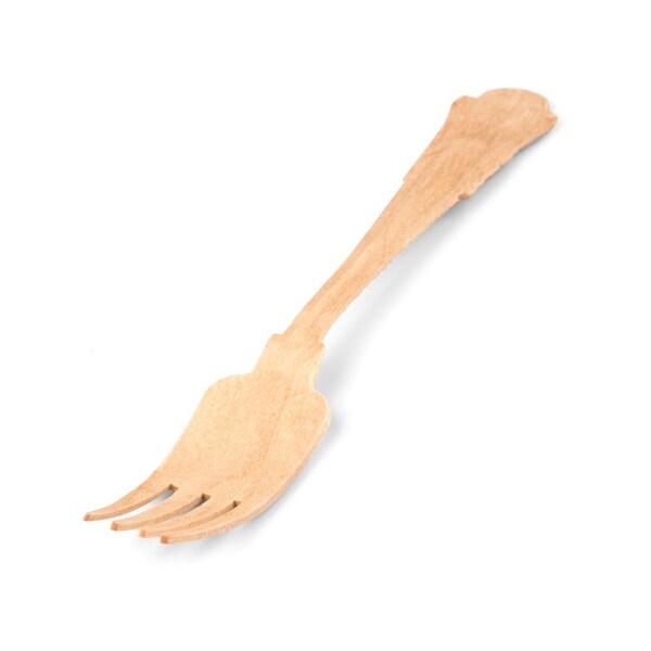 Smarty Had A Party Silhouette Birch Wood Eco Friendly Disposable Dinner Forks (600 Forks), 600PK - 4666FK-CASE