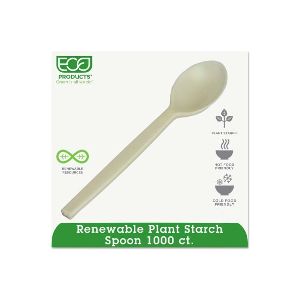 Eco-Products Eco-Products HY-S003, Teaspoon, Plantstarch (PSM), Cream, 1000/Carton - HY-S003