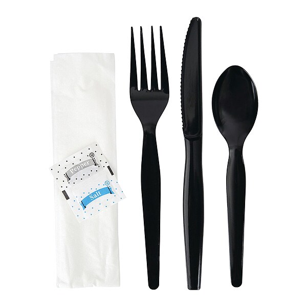 Zoro Select Disp Cutlery Set, BK, Heavy Weight, PK250 - BWKFKTNSHWPSBLA