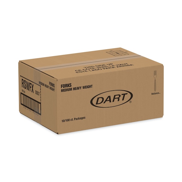 Dart Boxed Reliance Medium Heavy Weight Cutlery, Fork, White, PK1000 - RSWFX-0007