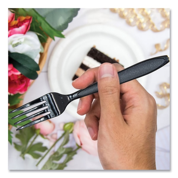 Dart Boxed Reliance Medium Weight Cutlery, Fork, Black, 1000PK - RKS1-0004