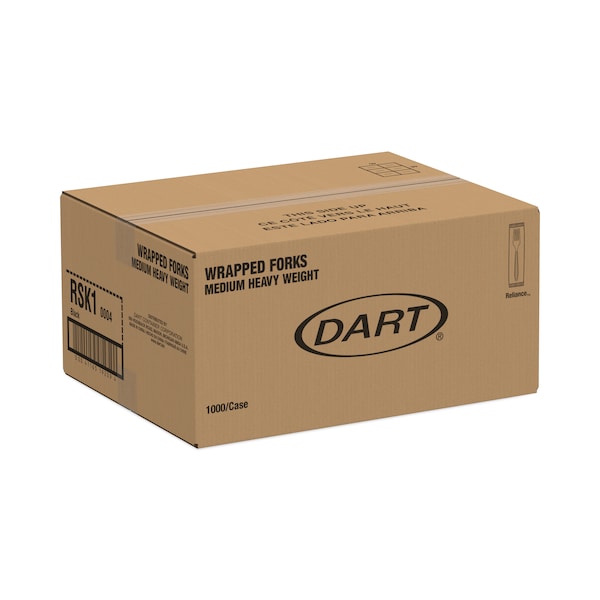Dart Boxed Reliance Medium Weight Cutlery, Fork, Black, 1000PK - RKS1-0004