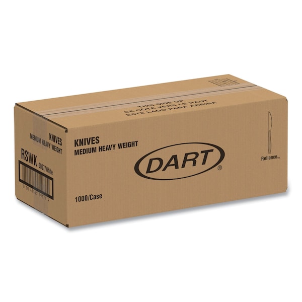 Dart Reliance Medium Heavy Weight Cutlery, Knife, Bulk, White, PK1000 PK - RSWK-0007
