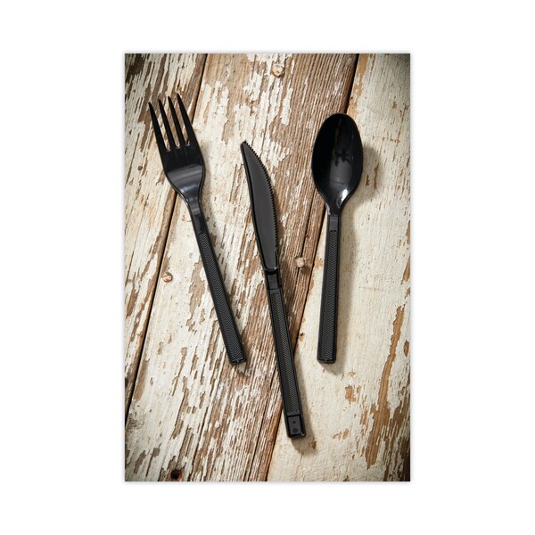 Pactiv Evergreen Meadoware Cutlery, Soup Spoon, Medium Heavy Weight, Black, 1000PK - YMWSSE
