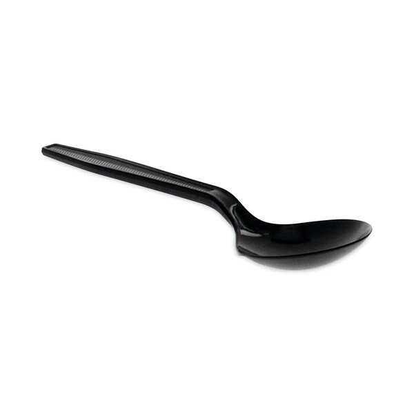 Pactiv Evergreen Meadoware Cutlery, Soup Spoon, Medium Heavy Weight, Black, 1000PK - YMWSSE