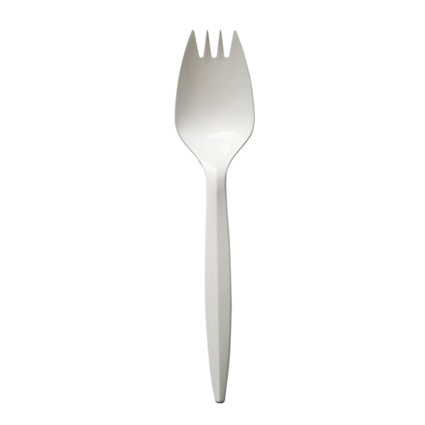 Boardwalk Mediumweight Polypropylene Cutlery, Spork, White, 1000PK - BWKSPORKWHPP