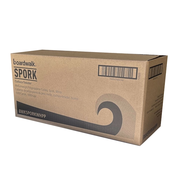 Boardwalk Mediumweight Polypropylene Cutlery, Spork, White, 1000PK - BWKSPORKWHPP