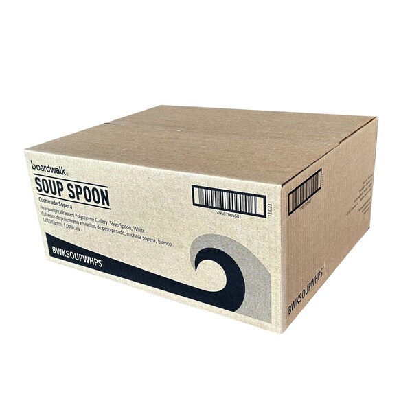 Boardwalk Heavyweight Wrapped Polystyrene Cutlery, Soup Spoon, White, 1000PK - BWKSOUPWHPS