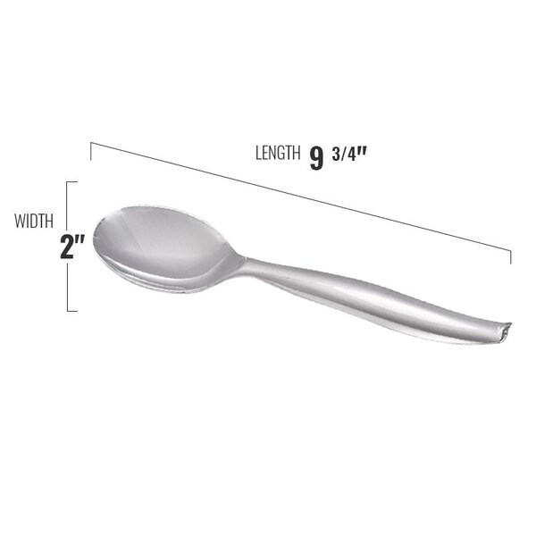Smarty Had A Party Silver Disposable Plastic Serving Flatware Set - Serving Spoons and Serving Forks (150 Pairs), 300PK - 2642CS-CASE