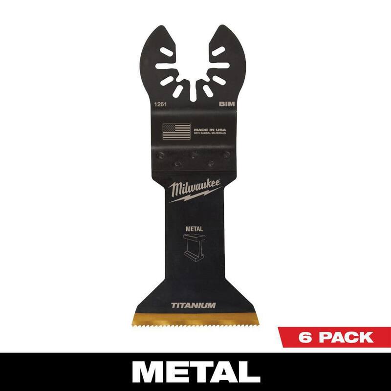 Milwaukee 1-3/4 in. Hoja oscilante de corte de metal de ajuste universal bimetálica de titanio (paquete de 6) - 49-25-1263-49-25-1263