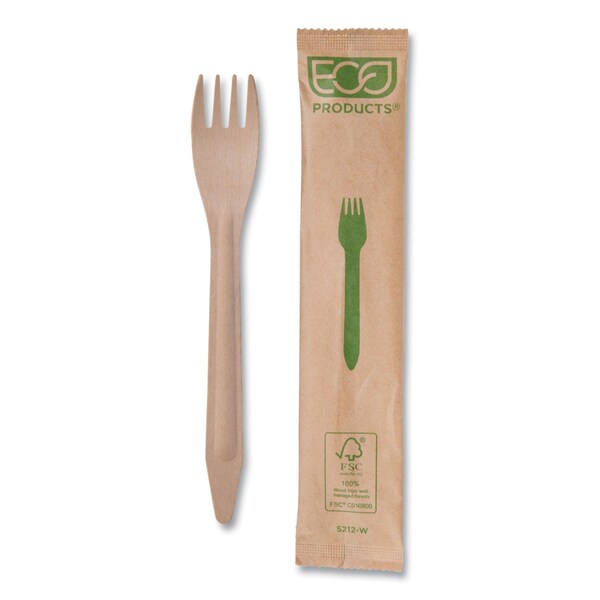 Eco-Products Wood Cutlery, Fork, Natural, PK500 - EP-S212-W