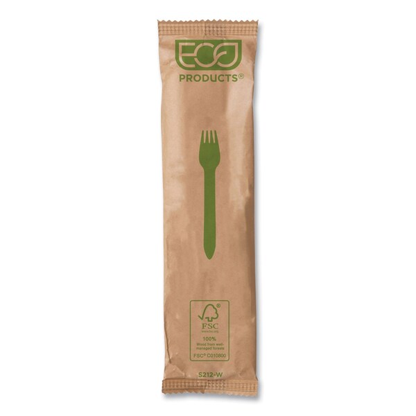 Eco-Products Wood Cutlery, Fork, Natural, PK500 - EP-S212-W
