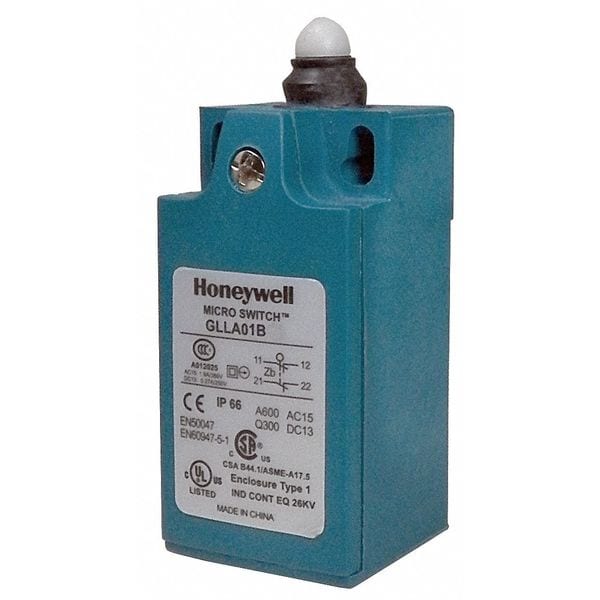 Interruptor de límite Honeywell, émbolo, 1NC/1NO, 10A @ 300V AC, Ubicación del actuador: Arriba - GLLA01B