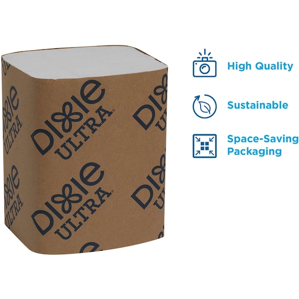 Dixie Disposable Dispenser Napkin, 5 in x 6 1/2 in Folded Size, Paper, White, PK24 - 32006