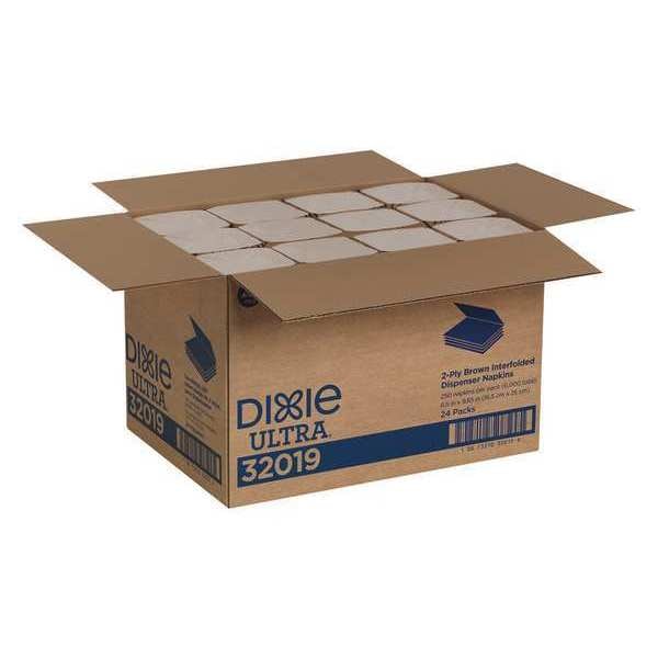 Dixie Disposable Dispenser Napkin, 5 in x 6 1/2 in Folded Size, Paper, Brown, PK24 - 32019