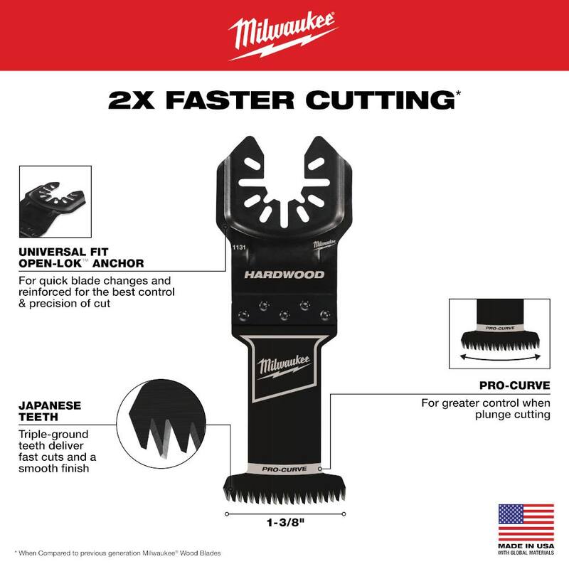 Milwaukee 1-3/8 in. Hoja oscilante para herramienta múltiple de corte en madera dura con dientes japoneses de ajuste universal de acero al carbono de alta resistencia (paquete de 25) - 49-25-1138