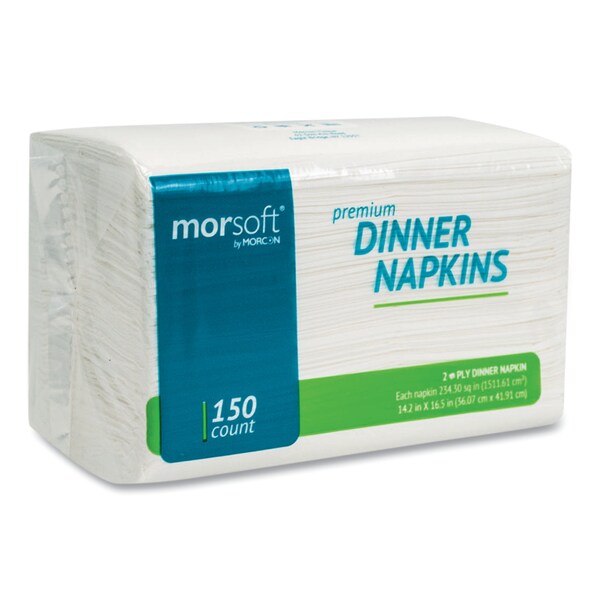 Morcon Paper Dinner Napkins, 2-Ply, White, 14 1/2 x 16 1/2, PK3000 - 3466