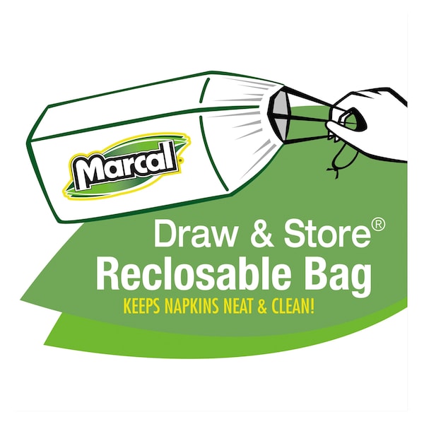 Marcal 100% Recycled Luncheon Napkins, 11.4 x 12.5, White, PK2400 - 6506