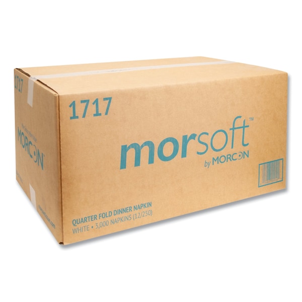 Morcon Paper Morsoft Dinner Napkins, 1-Ply, 16 x 16, White, PK3000 - MOR 1717