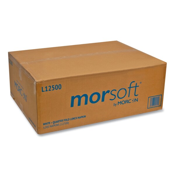 Morcon Paper Lunch Napkin, 1/4 Fold, 1 Ply, 11" x 13", White, PK6000 - MOR 1250